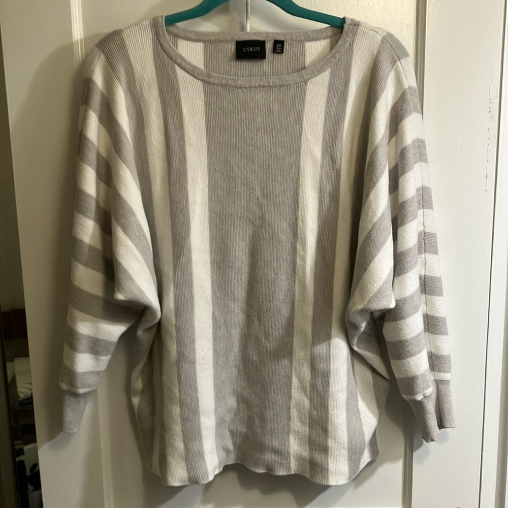 Cyrus Women's Gray Striped Sweater